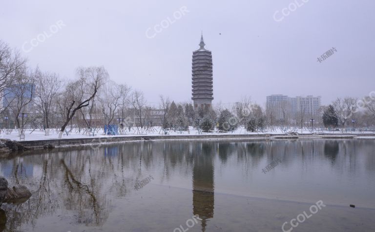 风光类：北京城市副中心通州区 西海子公园雪景