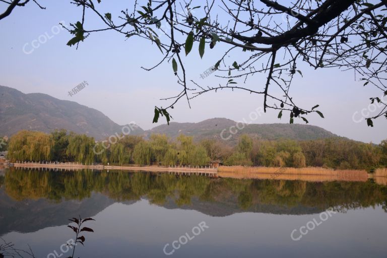 风光类：北京植物园的秋季，澄碧湖的远山和彩叶
