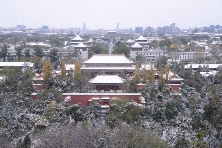 风光类：景山公园雪景，2021年立冬日北京初雪