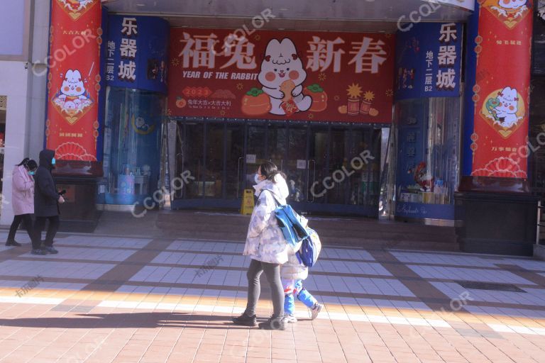 生肖兔年春节前的王府井大街